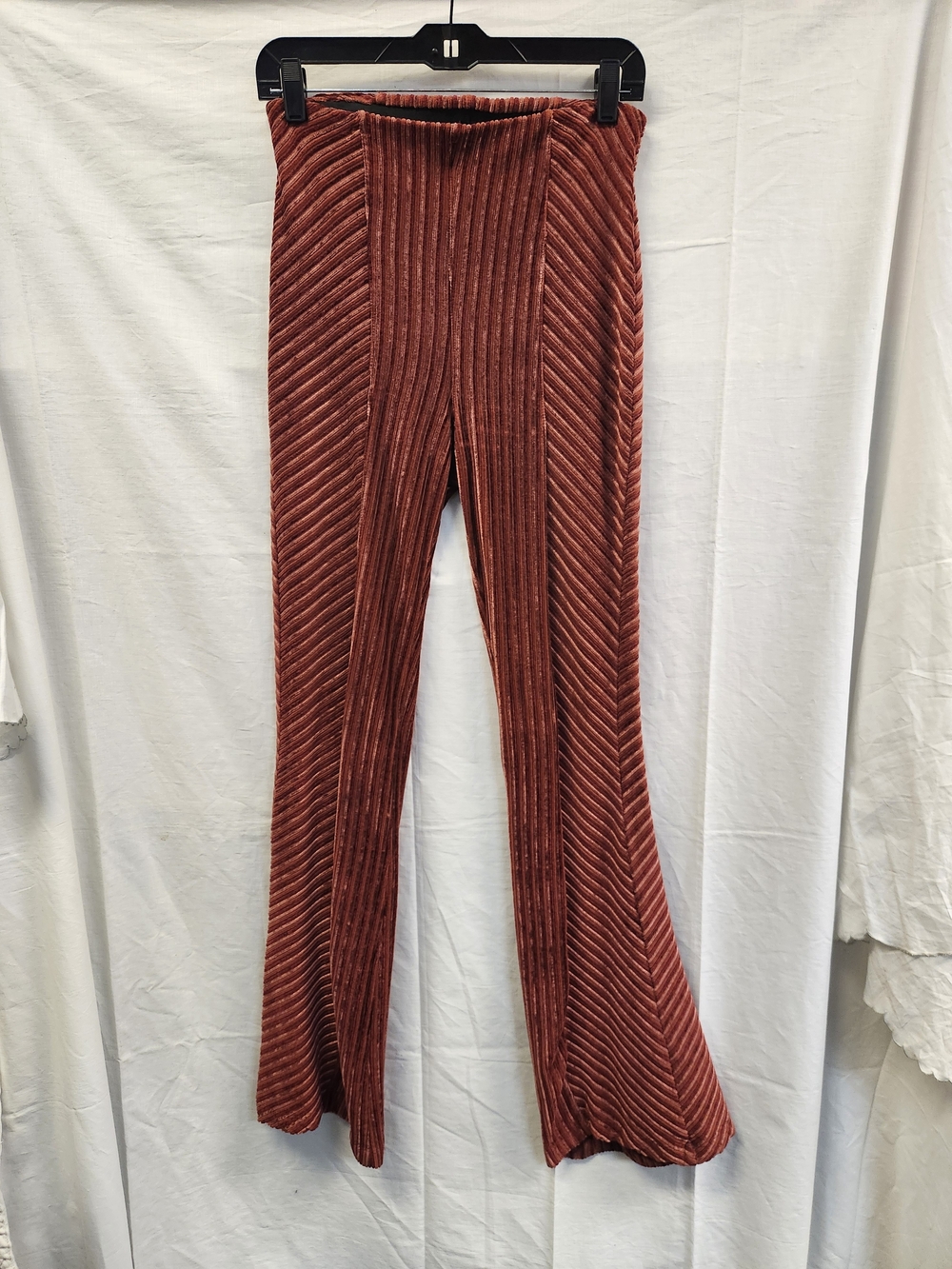 Free People Rust Ribbed Velvet Flare Pants